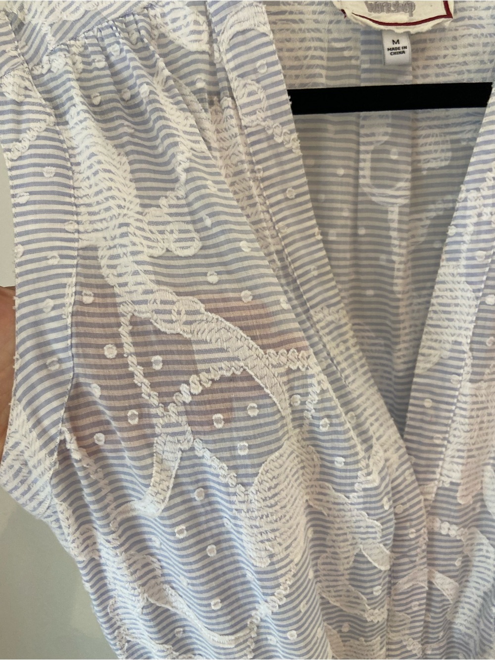 Johnny Was Workshop Flore Seersucker Asymmetrical Embroidered Cotton Midi Dress - Picture 12 of 12